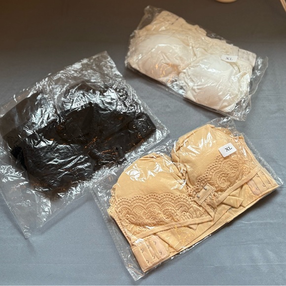 New Set of Three Lace Bras XL  Type of Sexy Sports Bra in Nude, Black and White - Picture 9 of 10